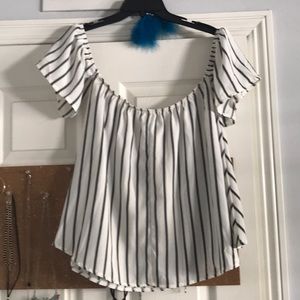 off the shoulder striped shirt